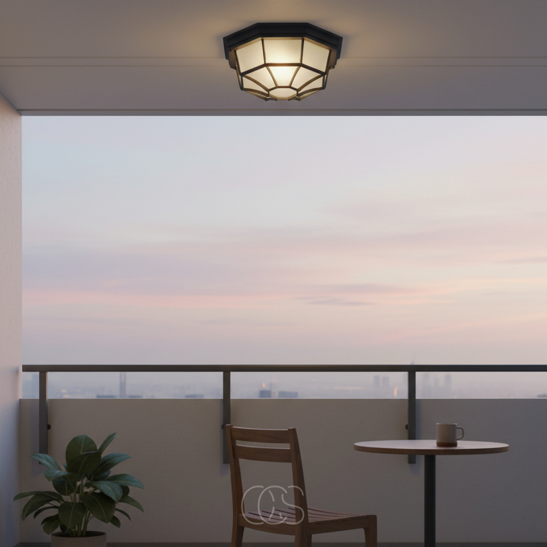 Buitenplafondlamp Donkergrijs Aluminium Glas E27 IP44 Spatwaterdicht Terras Veranda Entree Dimbaar Tuin | Sansoti