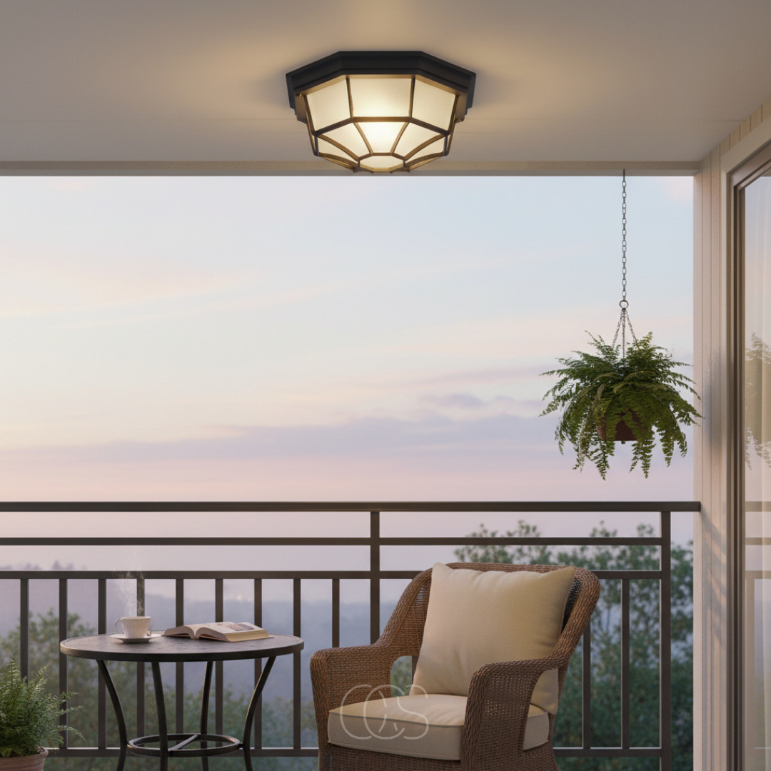 Buitenplafondlamp Donkergrijs Aluminium Glas E27 IP44 Spatwaterdicht Terras Veranda Entree Dimbaar Tuin | Sansoti