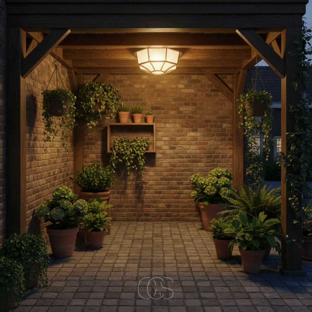 Buitenplafondlamp Donkergrijs Aluminium Glas E27 IP44 Spatwaterdicht Terras Veranda Entree Dimbaar Tuin | Sansoti