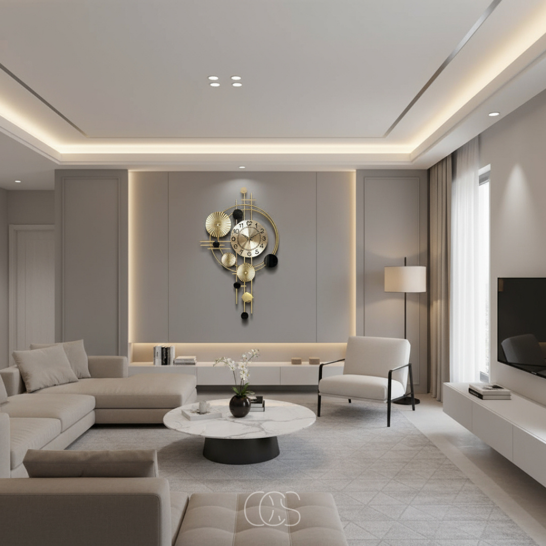 Metalen Wandklok 78cm Stil Uurwerk Goud Modern Industrieel Design Woonkamer Hal Eetkamer Kantoor Decoratie | Sansoti