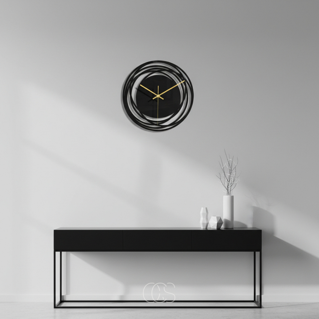 Stille Wandklok 30cm Zwart Quartz Uurwerk Modern Minimalistisch Interieur Woonkamer Slaapkamer Kantoor | Sansoti