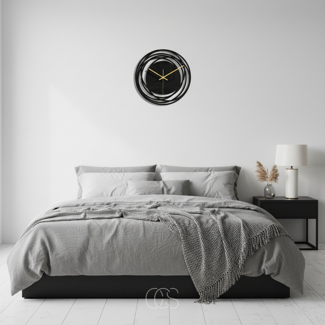 Stille Wandklok 30cm Zwart Quartz Uurwerk Modern Minimalistisch Interieur Woonkamer Slaapkamer Kantoor | Sansoti