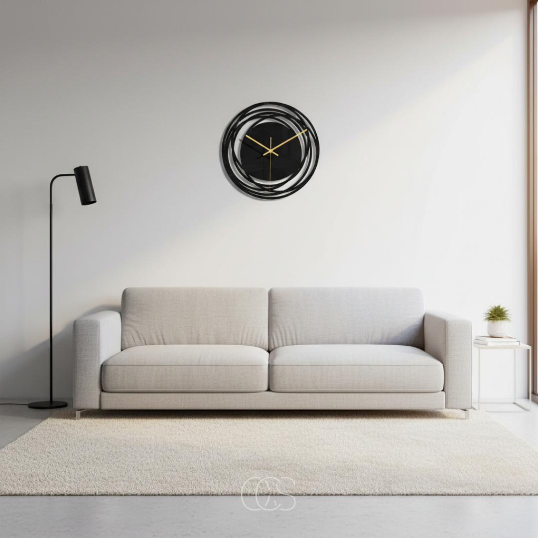 Stille Wandklok 30cm Zwart Quartz Uurwerk Modern Minimalistisch Interieur Woonkamer Slaapkamer Kantoor | Sansoti