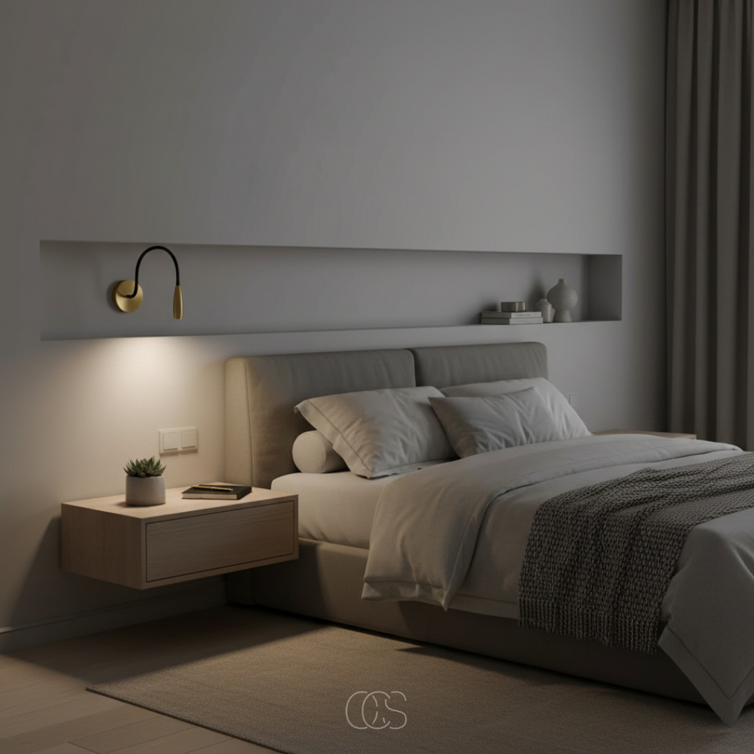 Verstelbare LED Leeslamp Wandmontage Goud Zwanenhals 360° Draaibaar 3W Warm Licht Slaapkamer Bedlamp | Sansoti