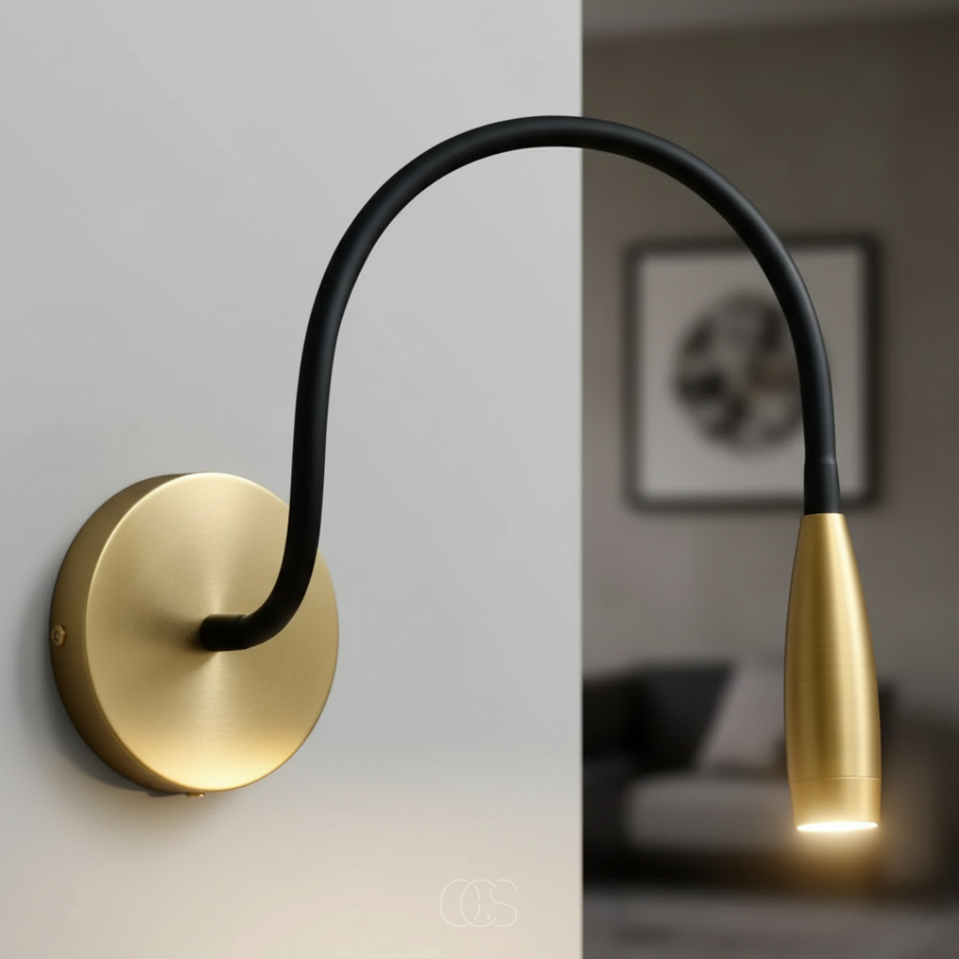 Verstelbare LED Leeslamp Wandmontage Goud Zwanenhals 360° Draaibaar 3W Warm Licht Slaapkamer Bedlamp | Sansoti