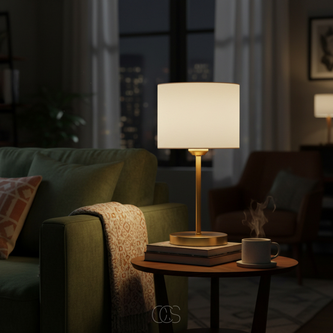 Tafelverlichting Metaal Textiel Gouden Afwerking Sfeerlamp Modern Interieur Woonkamer Slaapkamer Nachtkastje | Sansoti