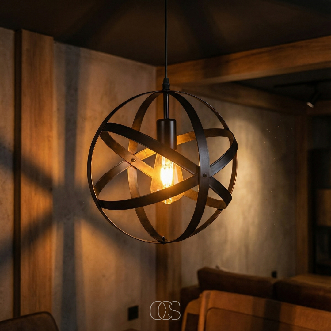 Hanglamp Metalen Bol Zwart 30cm Industrieel Vintage E27 Verstelbaar Kabel Eetkamer Keuken Verlichting | Sansoti
