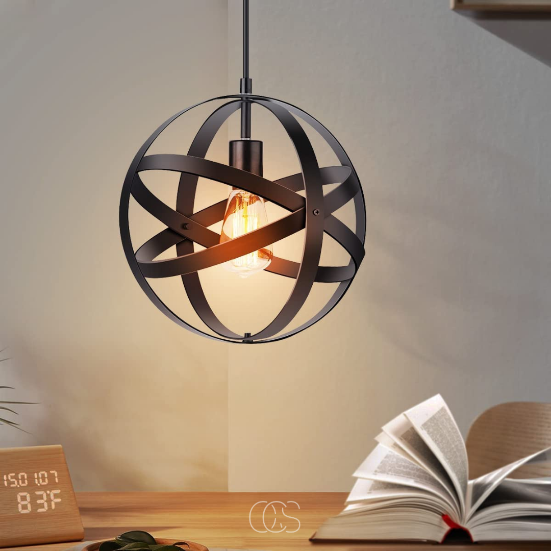 Hanglamp Metalen Bol Zwart 30cm Industrieel Vintage E27 Verstelbaar Kabel Eetkamer Keuken Verlichting | Sansoti