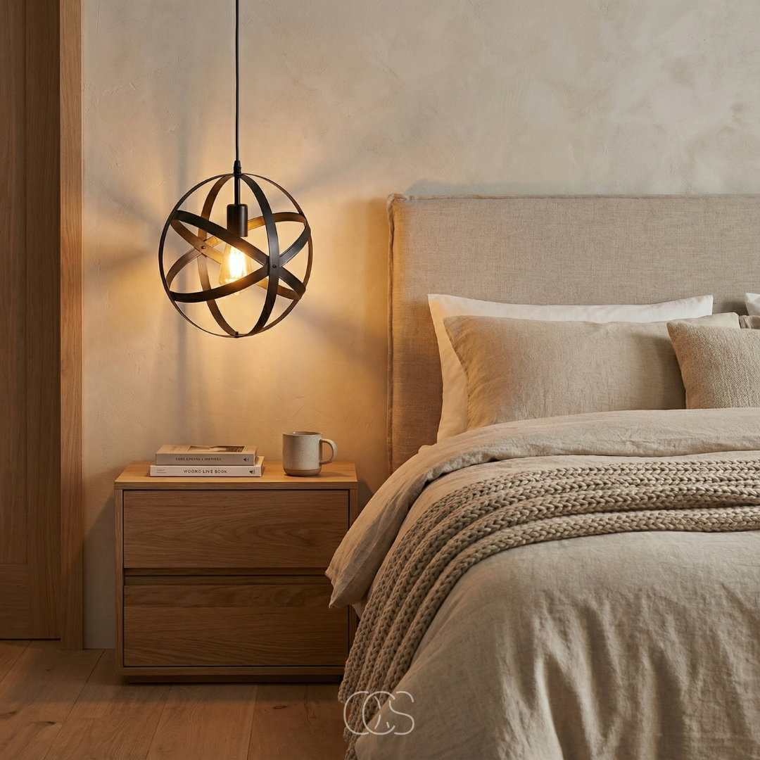 Hanglamp Metalen Bol Zwart 30cm Industrieel Vintage E27 Verstelbaar Kabel Eetkamer Keuken Verlichting | Sansoti