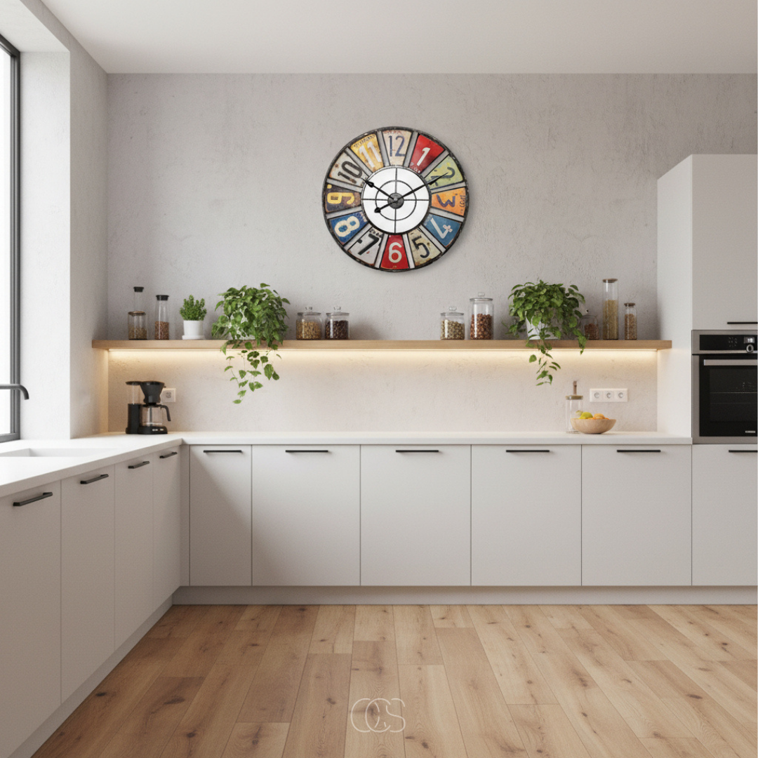Vintage Wandklok Metaal 60cm Kleurrijk Retro Design Stil Uurwerk Woonkamer Tuin Weerbestendig Decoratief | Sansoti