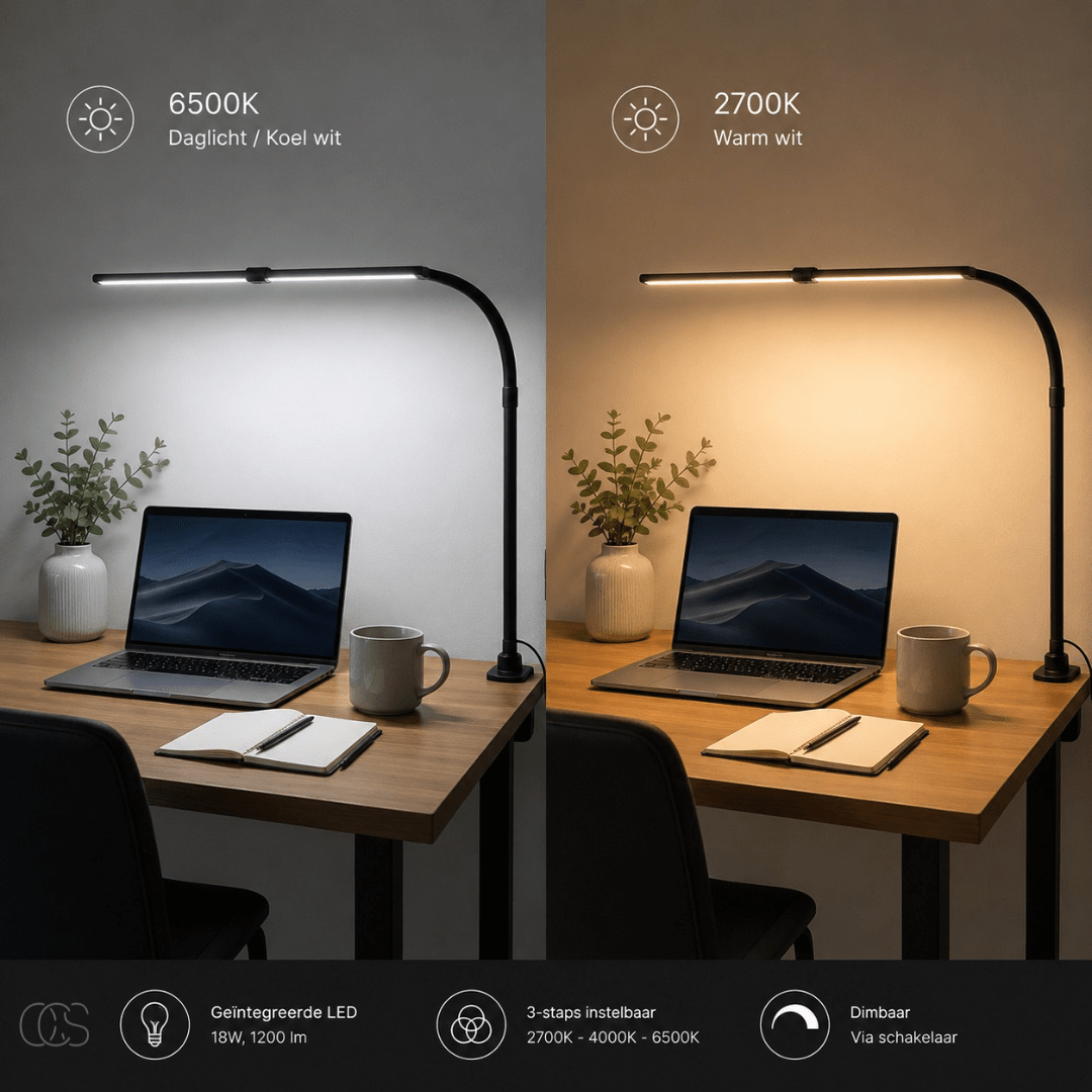 Dimmable Desk Lamp 24W with Flexible Gooseneck and 3 Color Temperatures for Working, Reading, and Studying | Sansoti