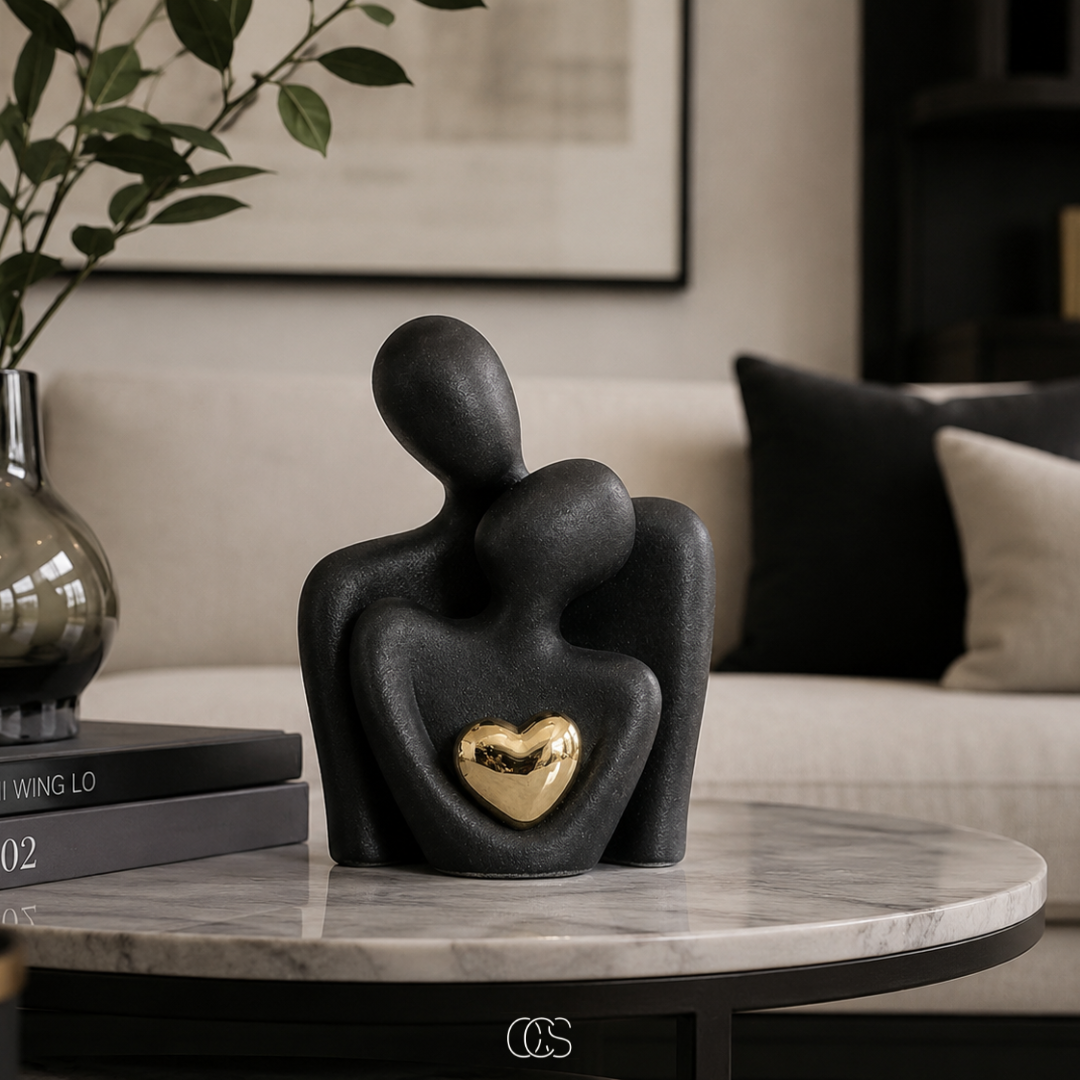 Keramisch Beeldje Stel Minimalistisch Zwart Wit Decoratie Woonkamer Slaapkamer Liefde Verbondenheid Modern | Sansoti