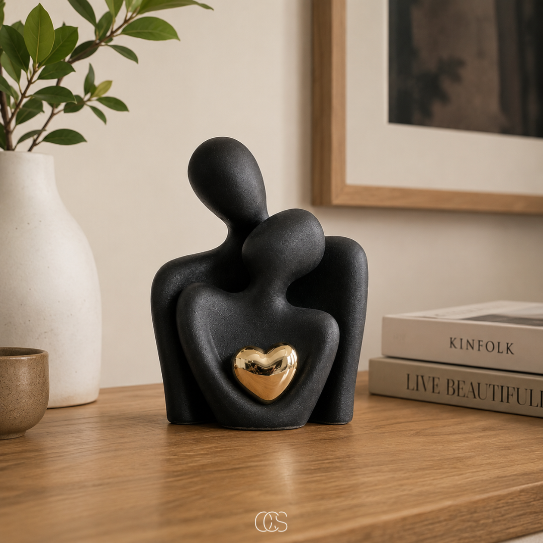 Keramisch Beeldje Stel Minimalistisch Zwart Wit Decoratie Woonkamer Slaapkamer Liefde Verbondenheid Modern | Sansoti