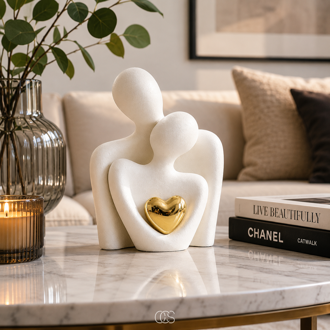 Keramisch Beeldje Stel Minimalistisch Zwart Wit Decoratie Woonkamer Slaapkamer Liefde Verbondenheid Modern | Sansoti