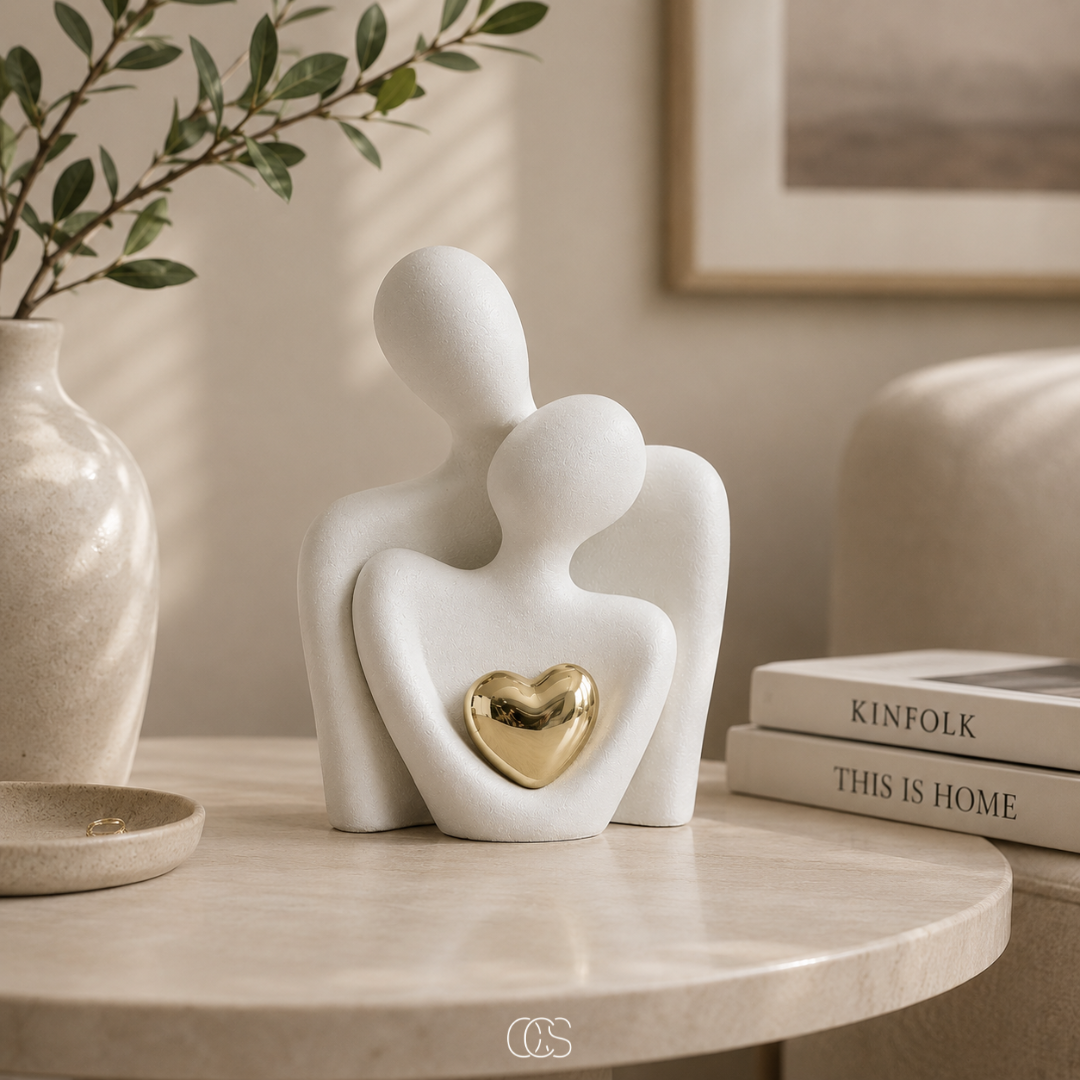 Keramisch Beeldje Stel Minimalistisch Zwart Wit Decoratie Woonkamer Slaapkamer Liefde Verbondenheid Modern | Sansoti