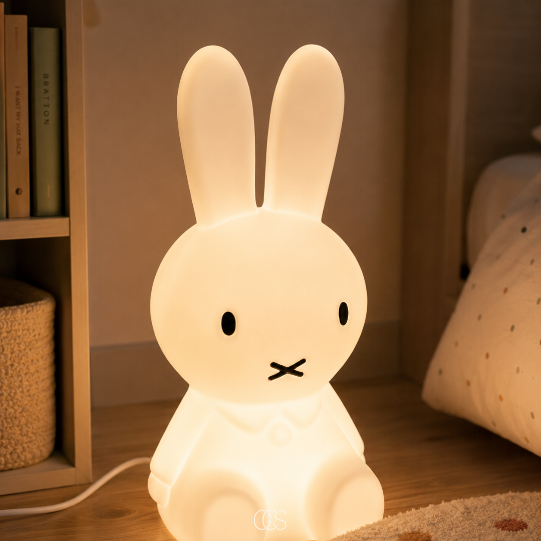 Konijnenlamp Staand Kinderkamer Dimbaar LED Nachtlampje Wit 30cm Veilig Kinderlamp Slaapkamer Babykamer | Sansoti