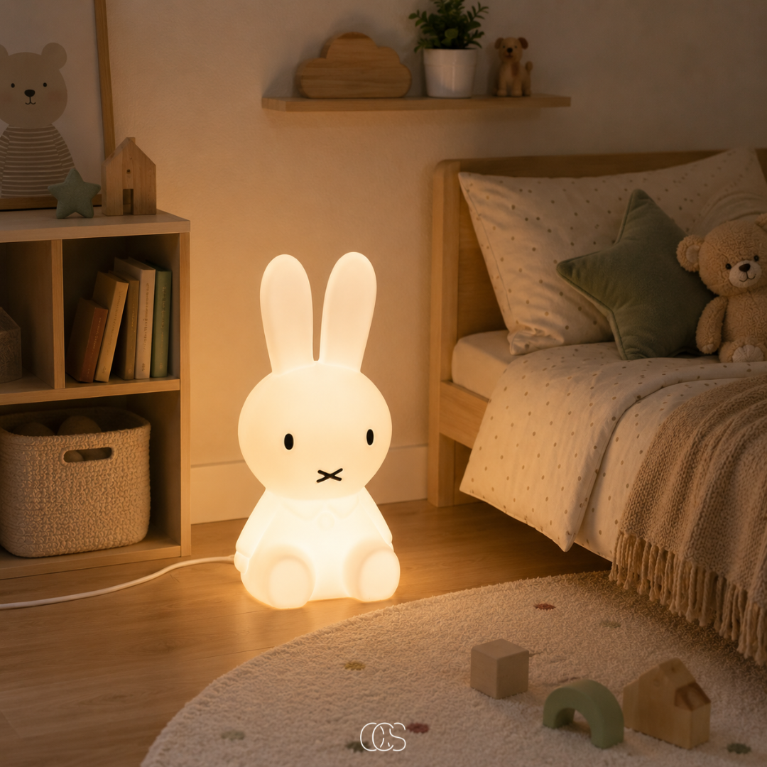 Konijnenlamp Staand Kinderkamer Dimbaar LED Nachtlampje Wit 30cm Veilig Kinderlamp Slaapkamer Babykamer | Sansoti