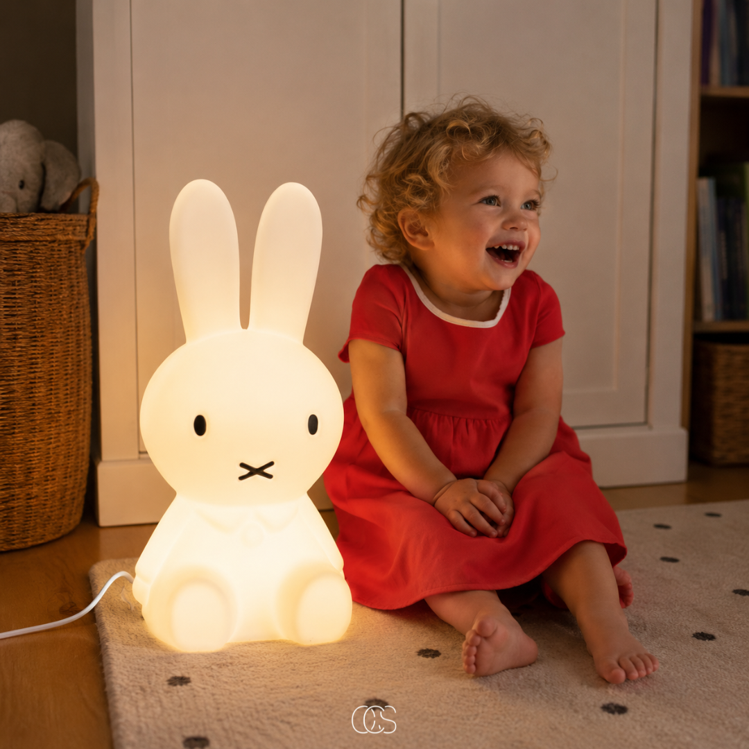 Konijnenlamp Staand Kinderkamer Dimbaar LED Nachtlampje Wit 30cm Veilig Kinderlamp Slaapkamer Babykamer | Sansoti