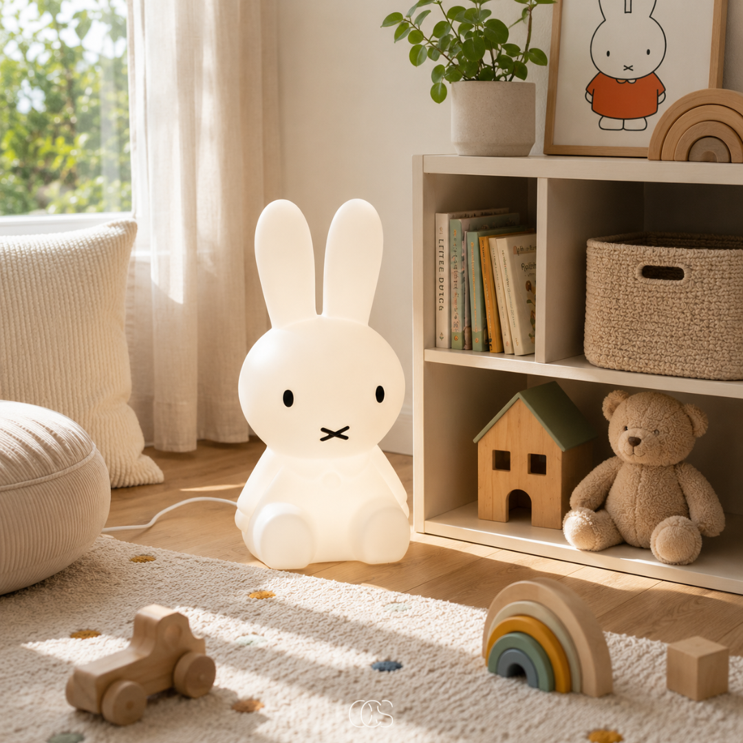 Konijnenlamp Staand Kinderkamer Dimbaar LED Nachtlampje Wit 30cm Veilig Kinderlamp Slaapkamer Babykamer | Sansoti