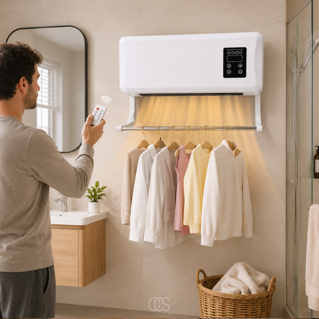 Wandventilator met Verwarming en Droogrek 1500W Wit Timer Afstandsbediening voor Badkamer en Slaapkamer | Sansoti