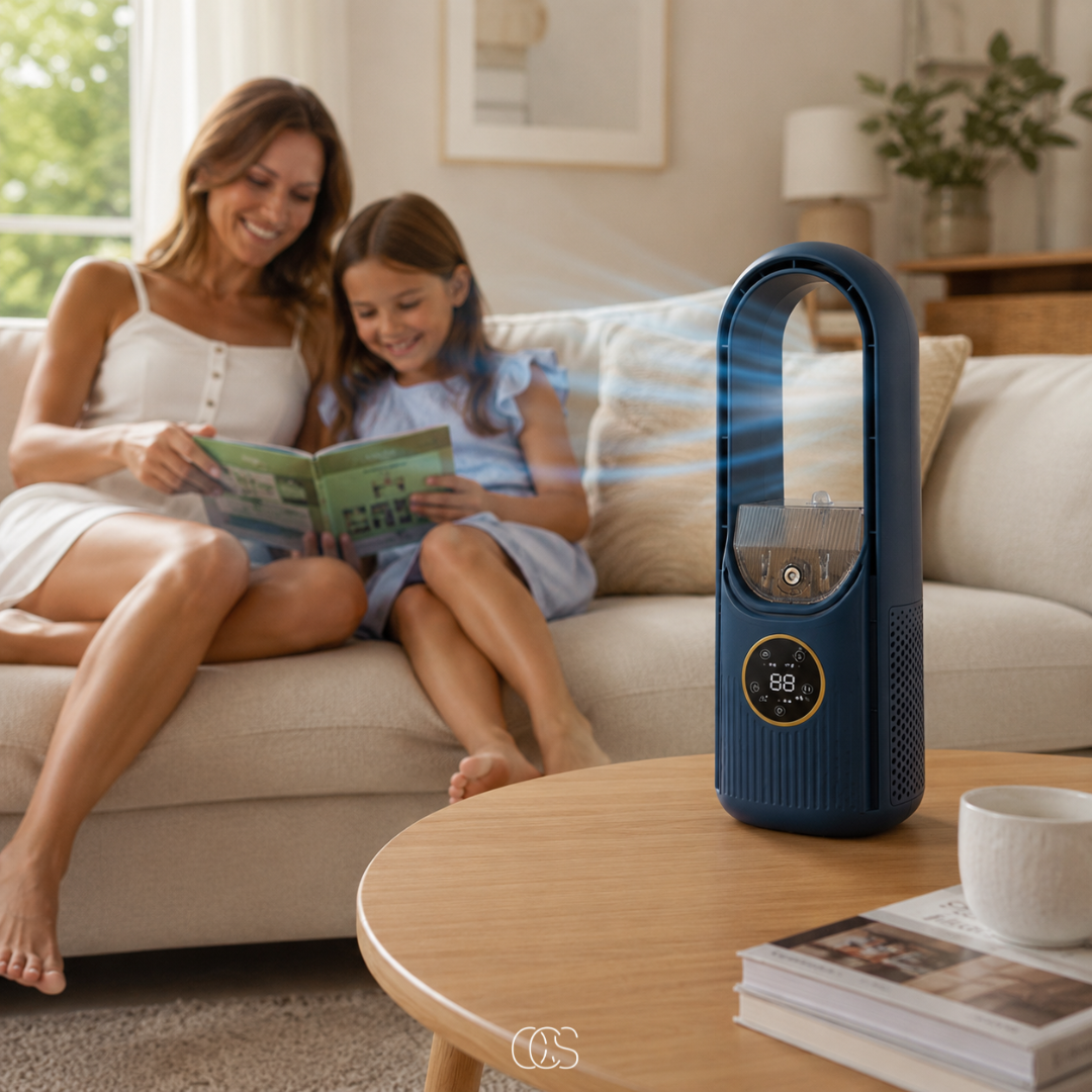 USB Luchtkoeler Bladeloos met Mistfunctie Timer 6 Snelheden Draagbaar Verkoeling Desk Bureau Ventilator | Sansoti