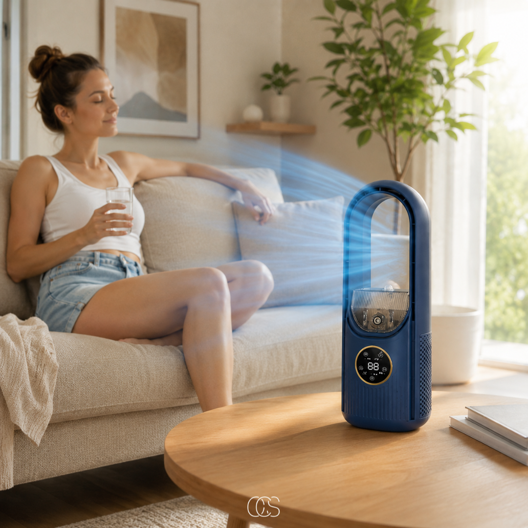 USB Luchtkoeler Bladeloos met Mistfunctie Timer 6 Snelheden Draagbaar Verkoeling Desk Bureau Ventilator | Sansoti