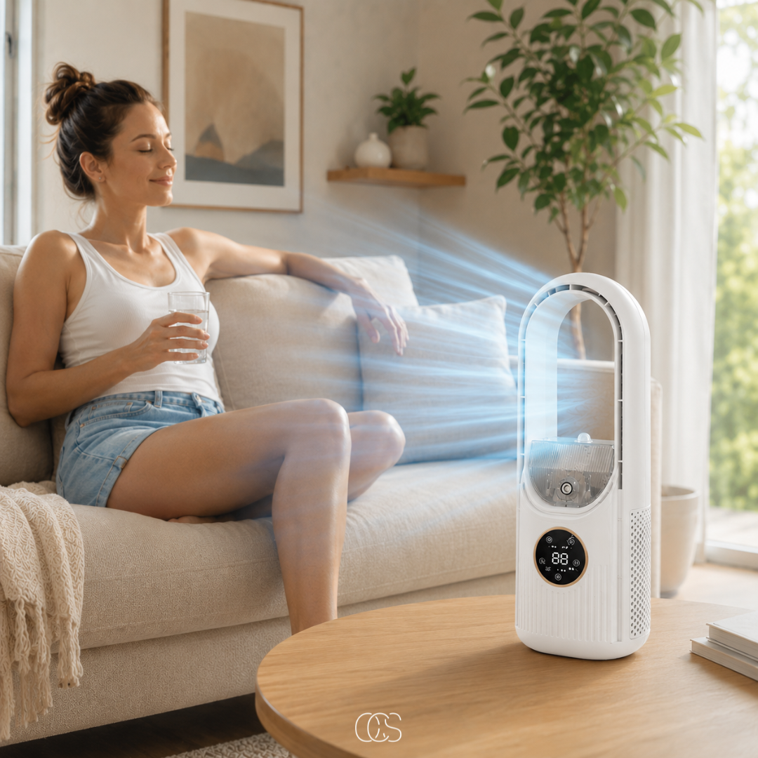 USB Luchtkoeler Bladeloos met Mistfunctie Timer 6 Snelheden Draagbaar Verkoeling Desk Bureau Ventilator | Sansoti