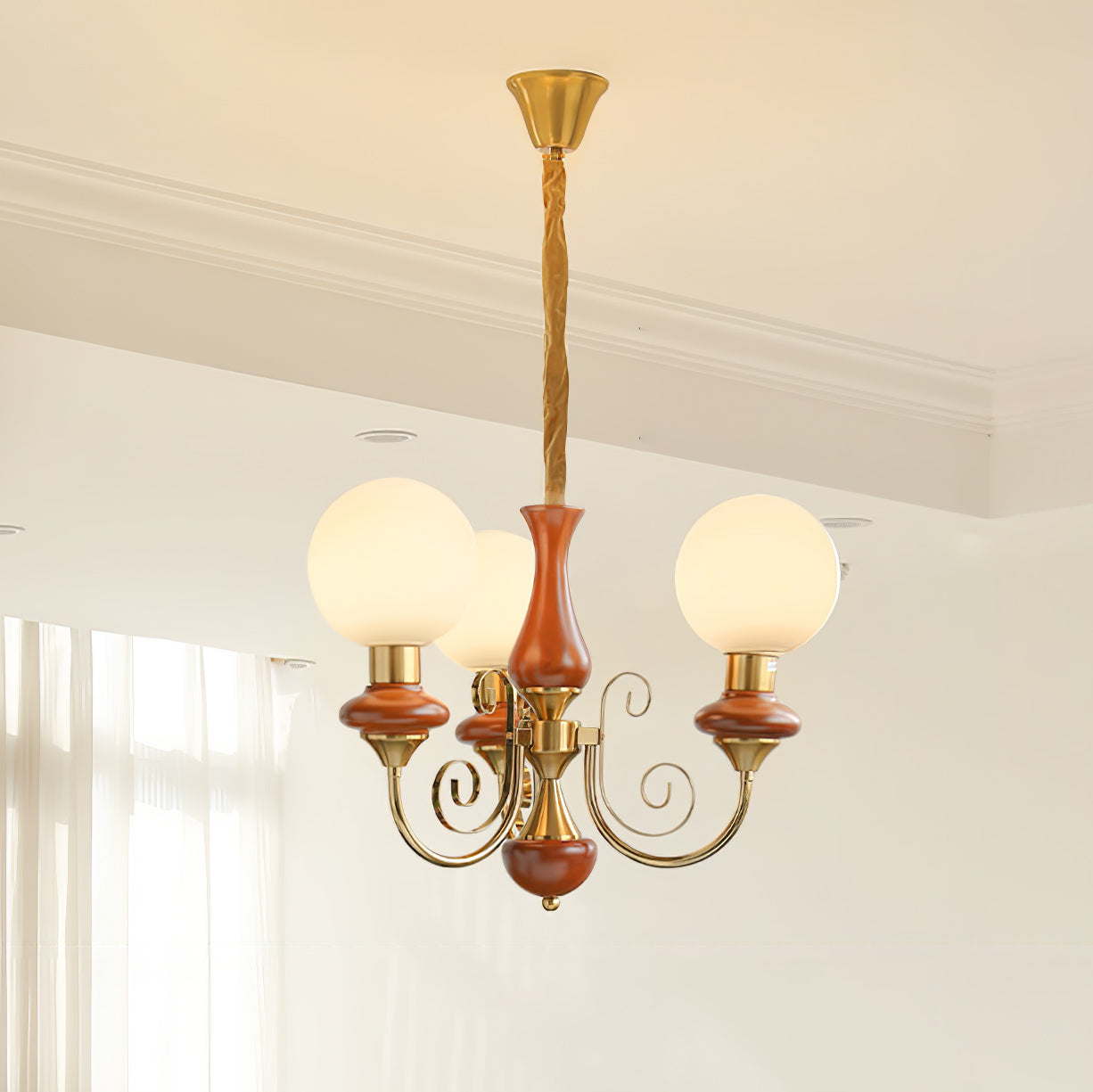 Kroonluchter met Groene Glazen Kappen en Gouden of Zwarte Afwerking – Luxe Hanglamp in 3, 5 of 8 Lichtpunten | Sansoti