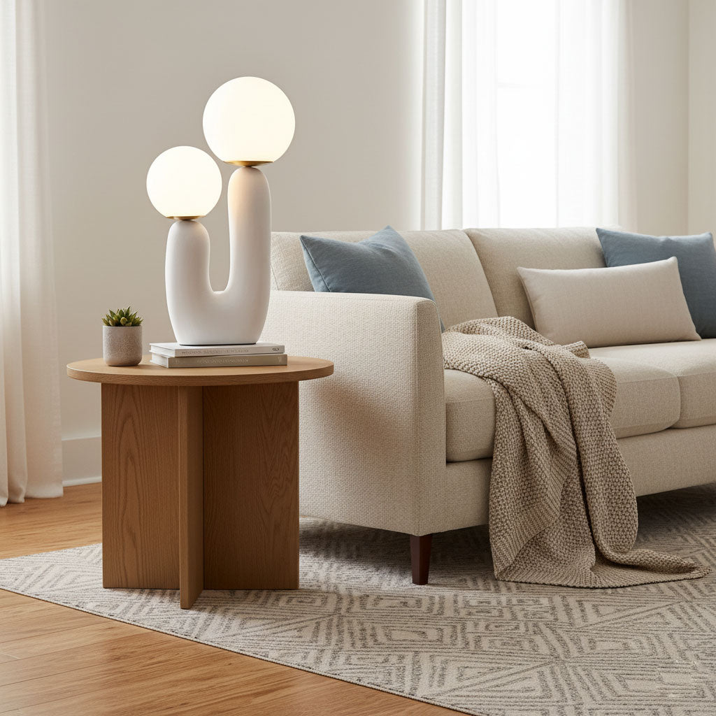 Tafellamp met Harsbehuizing en G9-Fitting – Keramische Oo-Collectielamp in Wit, Roze, Groen of Terra Cotta | Sansoti
