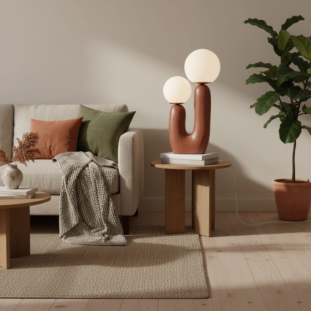 Tafellamp met Harsbehuizing en G9-Fitting – Keramische Oo-Collectielamp in Wit, Roze, Groen of Terra Cotta | Sansoti
