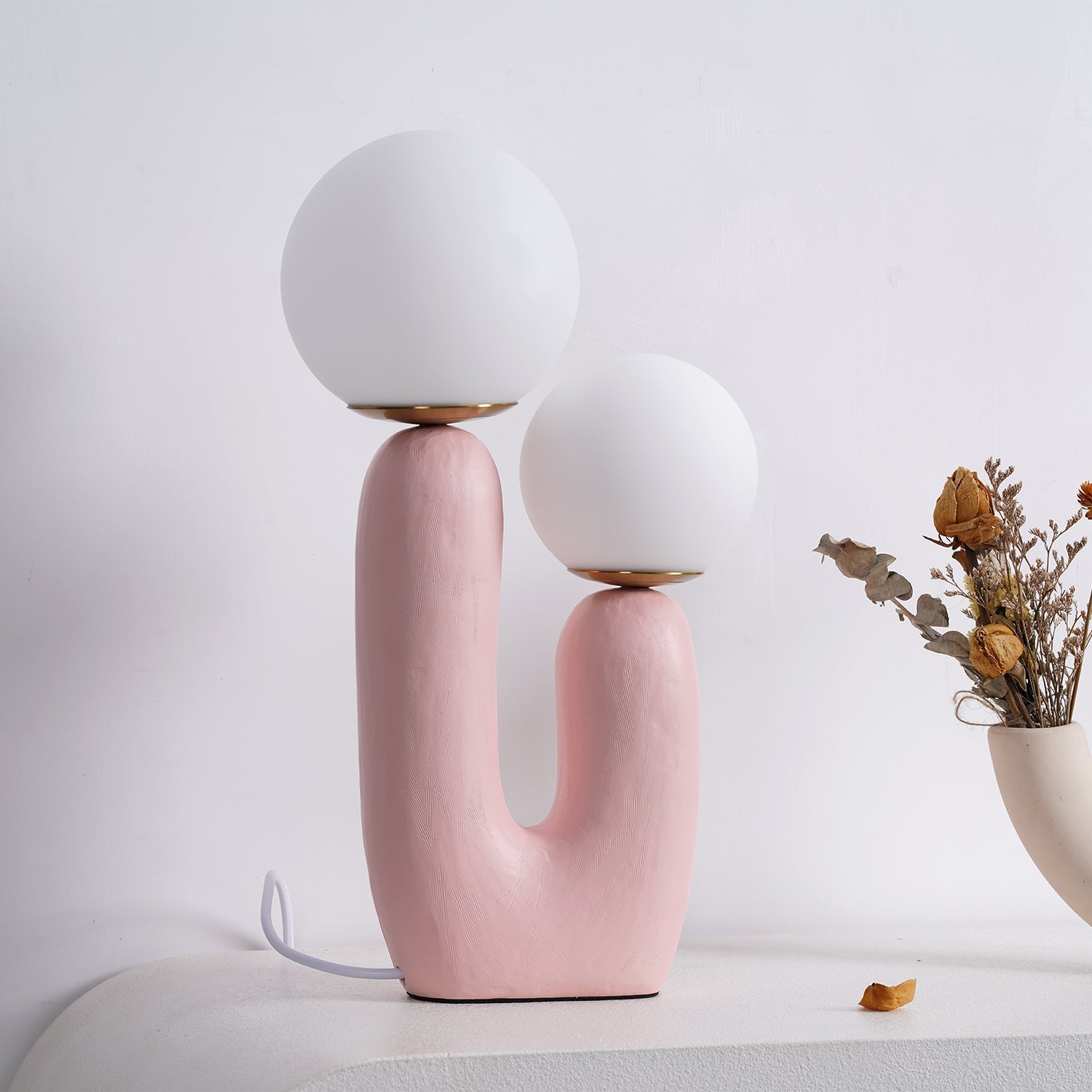 Tafellamp met Harsbehuizing en G9-Fitting – Keramische Oo-Collectielamp in Wit, Roze, Groen of Terra Cotta | Sansoti