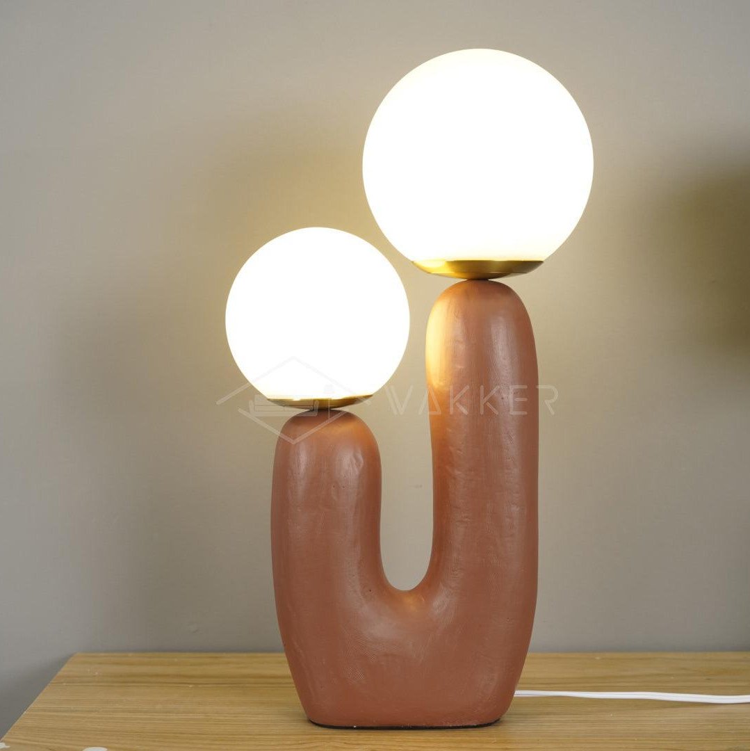 Tafellamp met Harsbehuizing en G9-Fitting – Keramische Oo-Collectielamp in Wit, Roze, Groen of Terra Cotta | Sansoti