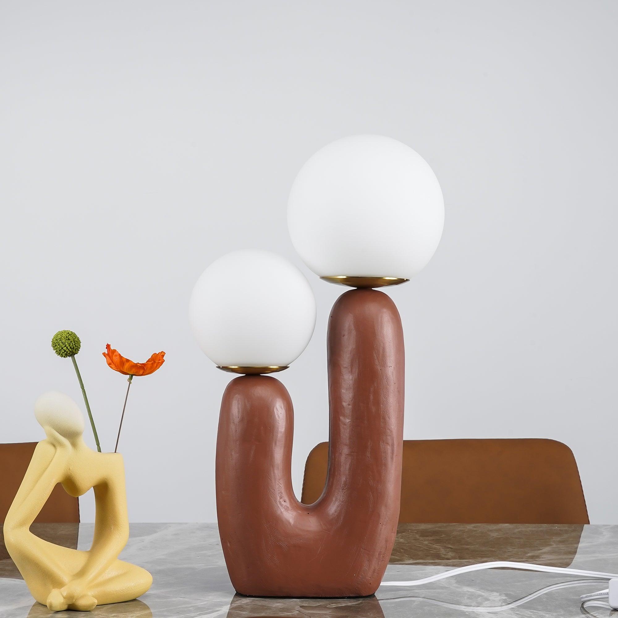 Tafellamp met Harsbehuizing en G9-Fitting – Keramische Oo-Collectielamp in Wit, Roze, Groen of Terra Cotta | Sansoti