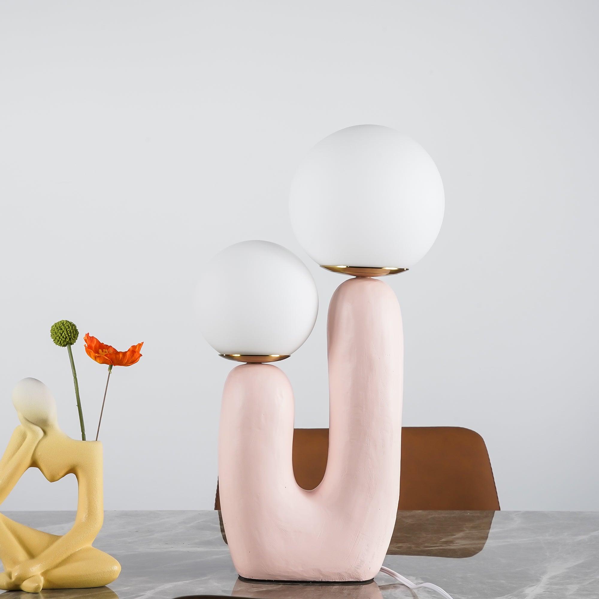 Tafellamp met Harsbehuizing en G9-Fitting – Keramische Oo-Collectielamp in Wit, Roze, Groen of Terra Cotta | Sansoti