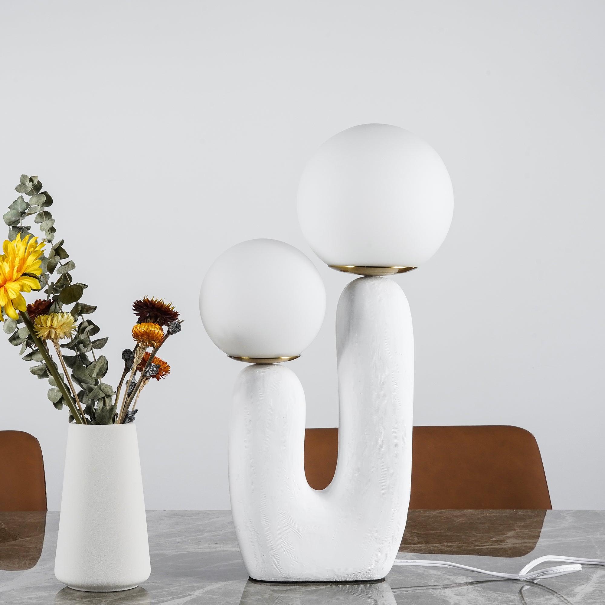 Tafellamp met Harsbehuizing en G9-Fitting – Keramische Oo-Collectielamp in Wit, Roze, Groen of Terra Cotta | Sansoti
