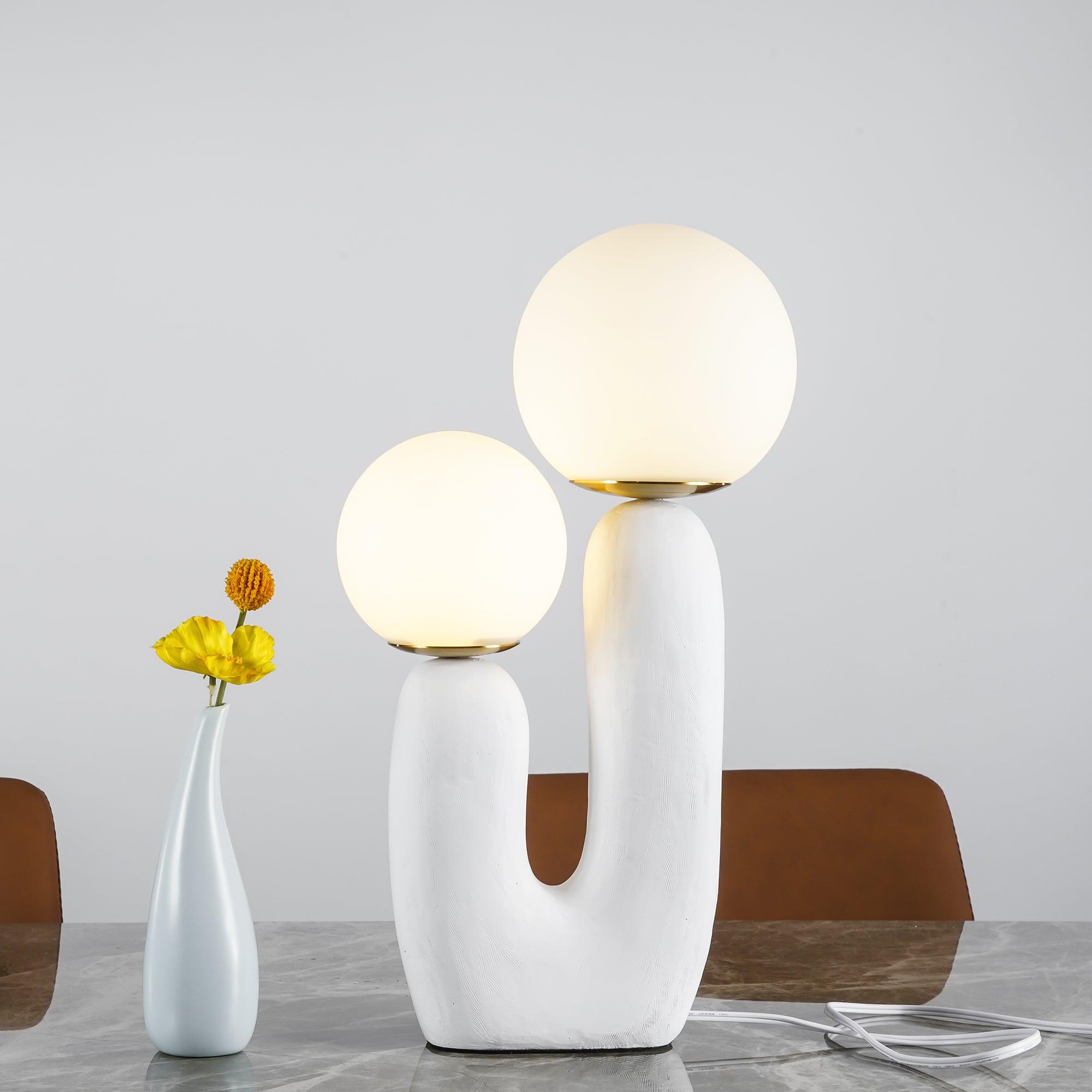 Tafellamp met Harsbehuizing en G9-Fitting – Keramische Oo-Collectielamp in Wit, Roze, Groen of Terra Cotta | Sansoti