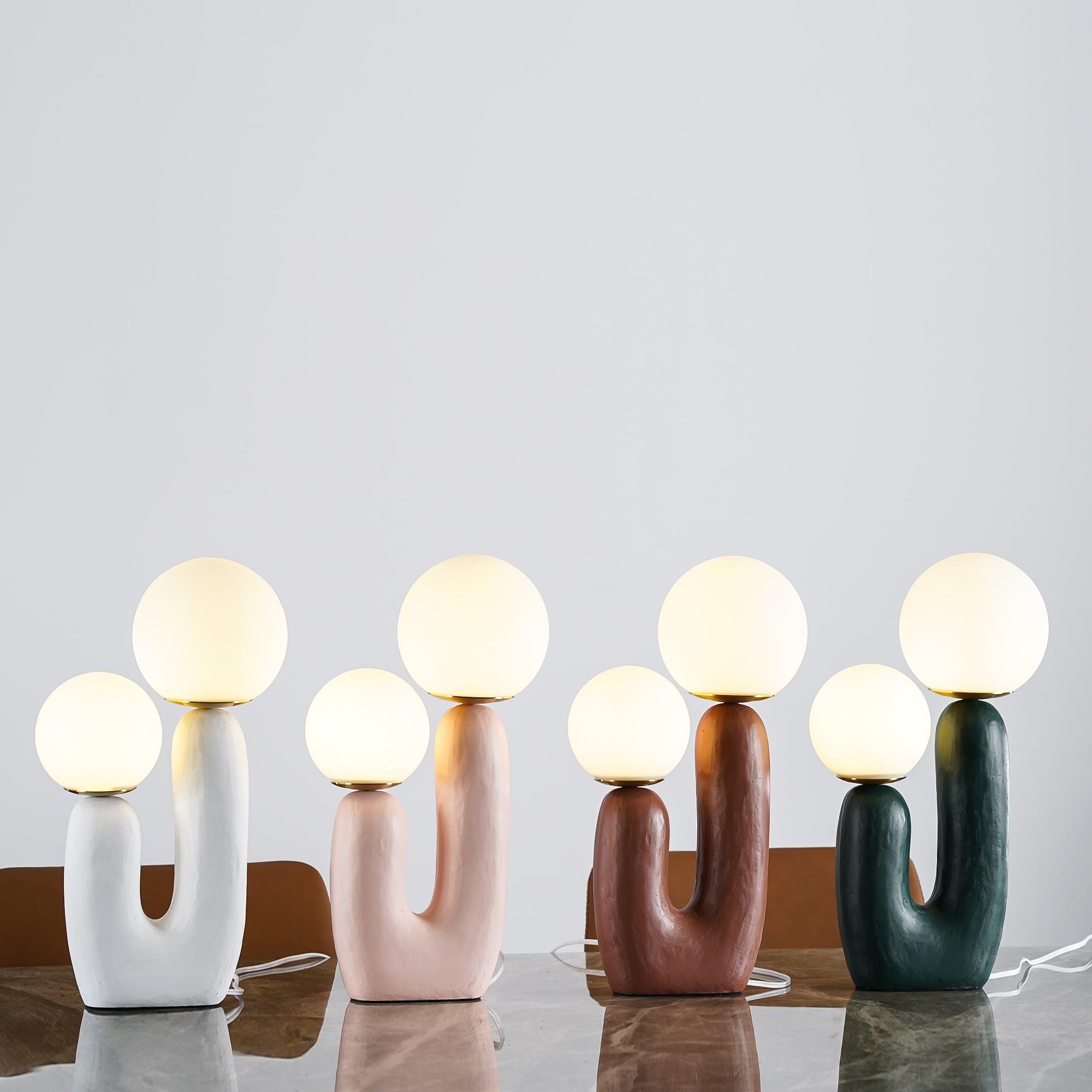 Tafellamp met Harsbehuizing en G9-Fitting – Keramische Oo-Collectielamp in Wit, Roze, Groen of Terra Cotta | Sansoti