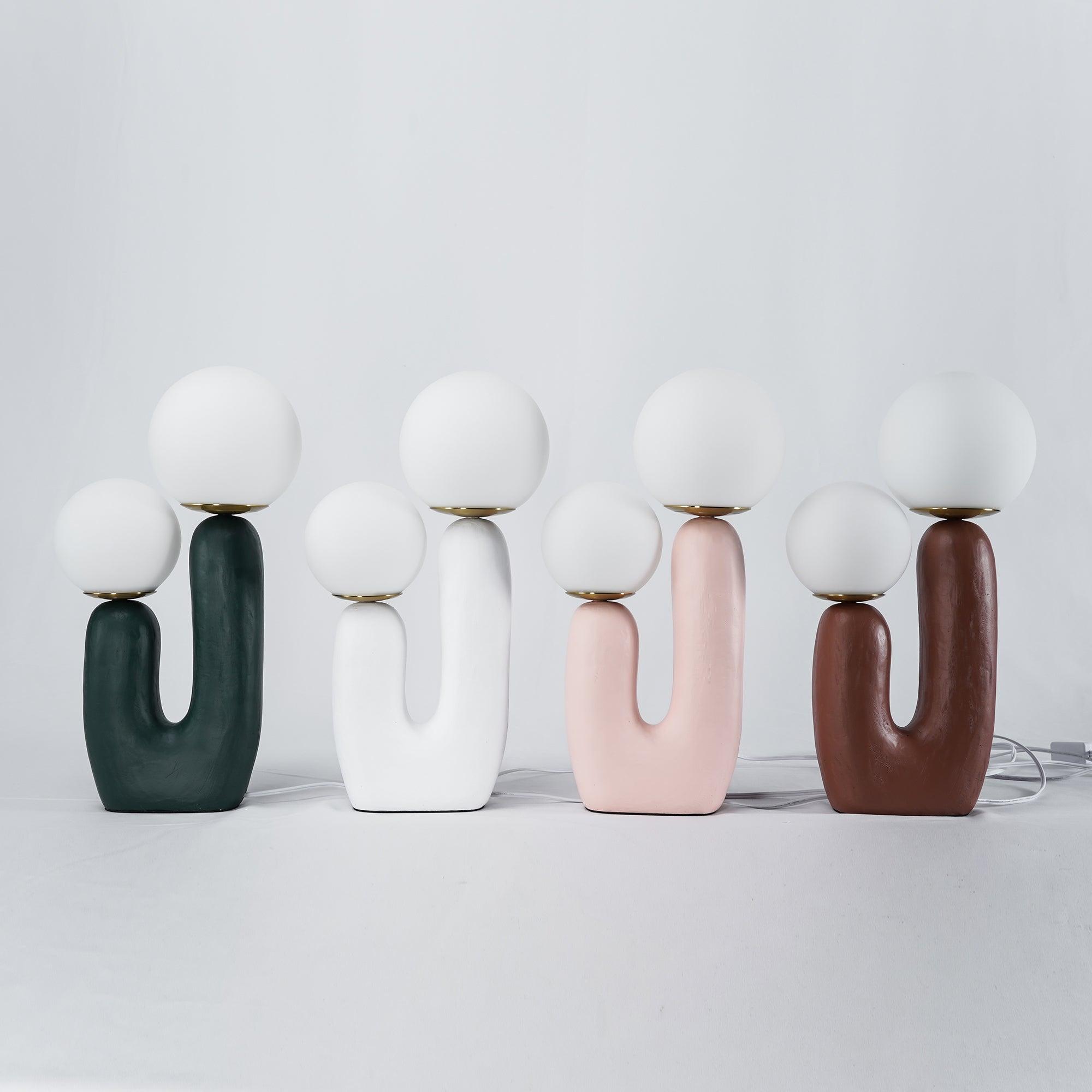 Tafellamp met Harsbehuizing en G9-Fitting – Keramische Oo-Collectielamp in Wit, Roze, Groen of Terra Cotta | Sansoti