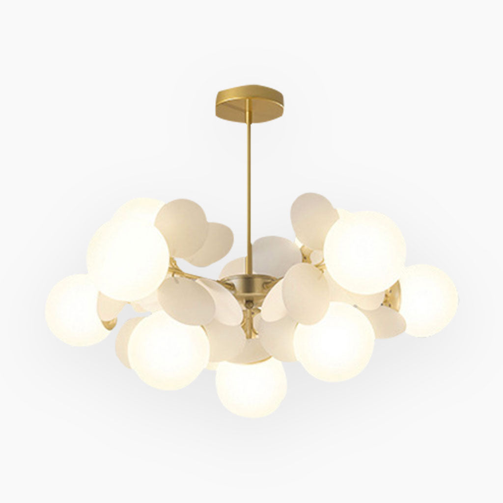 Moderner Kronleuchter mit opalweißen Glaszweigen LED Dimmbar Wohnzimmer Esszimmer Stimmungsbeleuchtung Künstlerisches Design | Sansoti