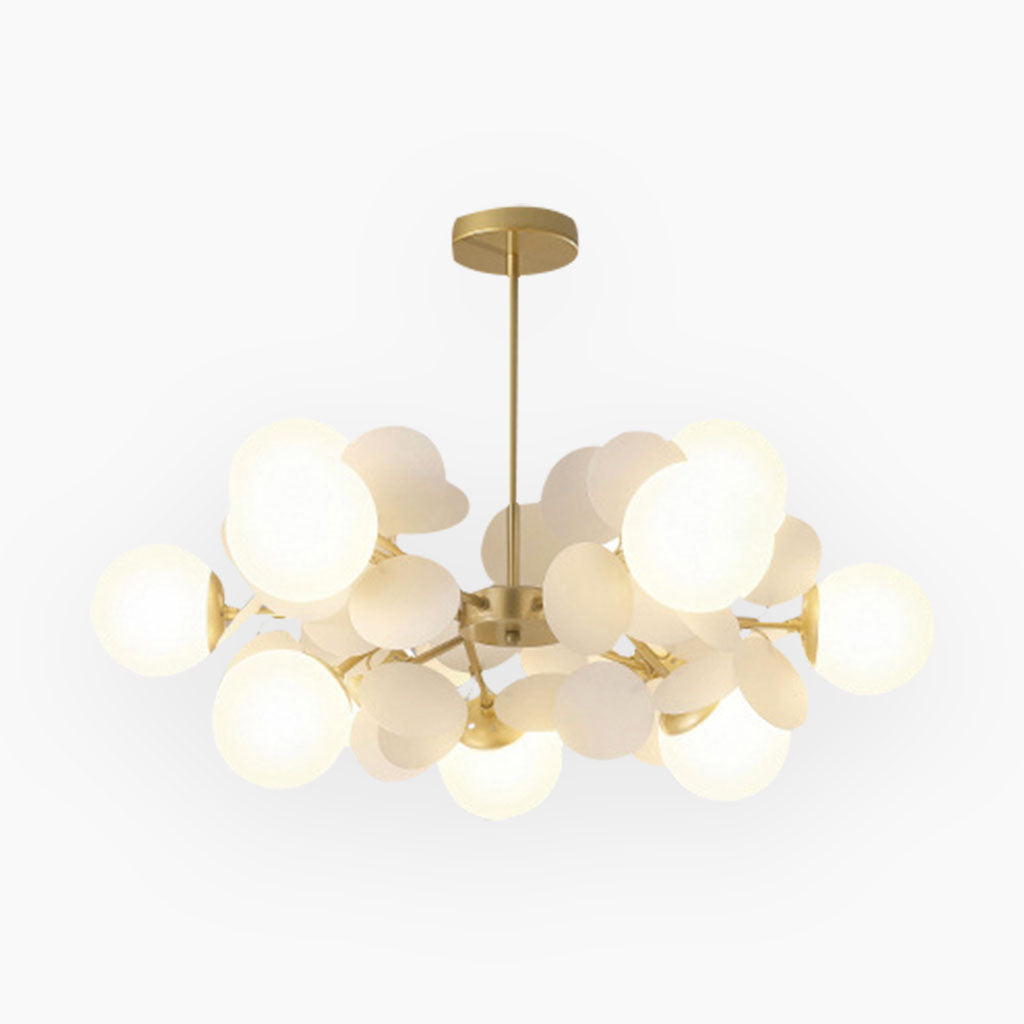 Moderner Kronleuchter mit opalweißen Glaszweigen LED Dimmbar Wohnzimmer Esszimmer Stimmungsbeleuchtung Künstlerisches Design | Sansoti