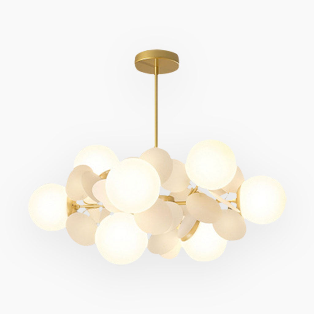 Moderner Kronleuchter mit opalweißen Glaszweigen LED Dimmbar Wohnzimmer Esszimmer Stimmungsbeleuchtung Künstlerisches Design | Sansoti