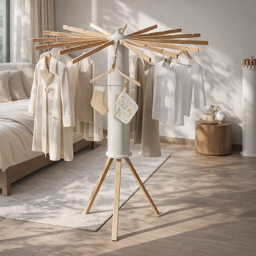 Étendoir à linge pliable en acier blanc, séchoir à linge rabattable pour intérieur et extérieur, support à linge compact en métal | Sansoti