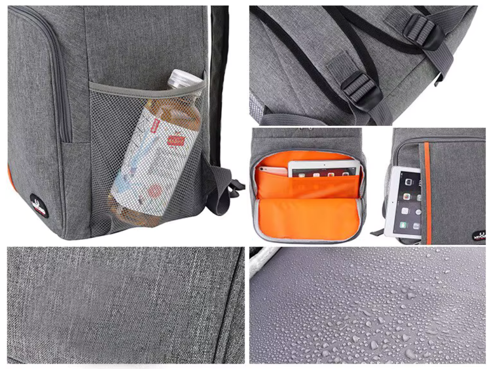 Kühltasche Isoliert 18L 30L Wasserdicht Oxford Nylon Schwarz Grau Picknick Camping Strand | Restfield