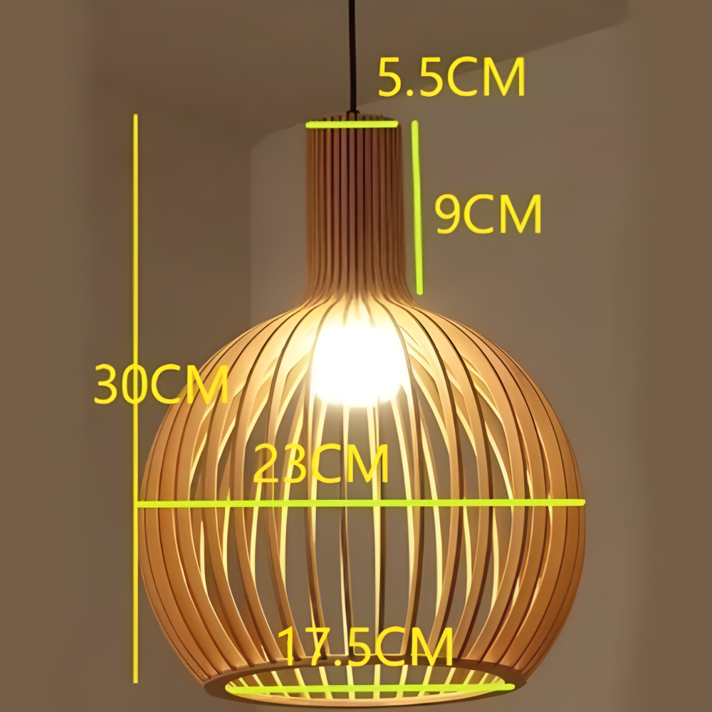 Houten Hanglamp Scandinavisch Design Plafondverlichting Eethoek Woonkamer Sfeerlicht Natuurlijk Hout 45cm | Sansoti