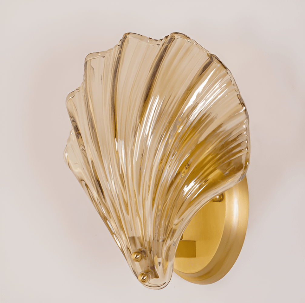 Wandlamp Schelp Glas Messing Goud E27 Ø20cm Slaapkamer Woonkamer Kust Wandverlichting Schelplamp Art Deco | Sansoti
