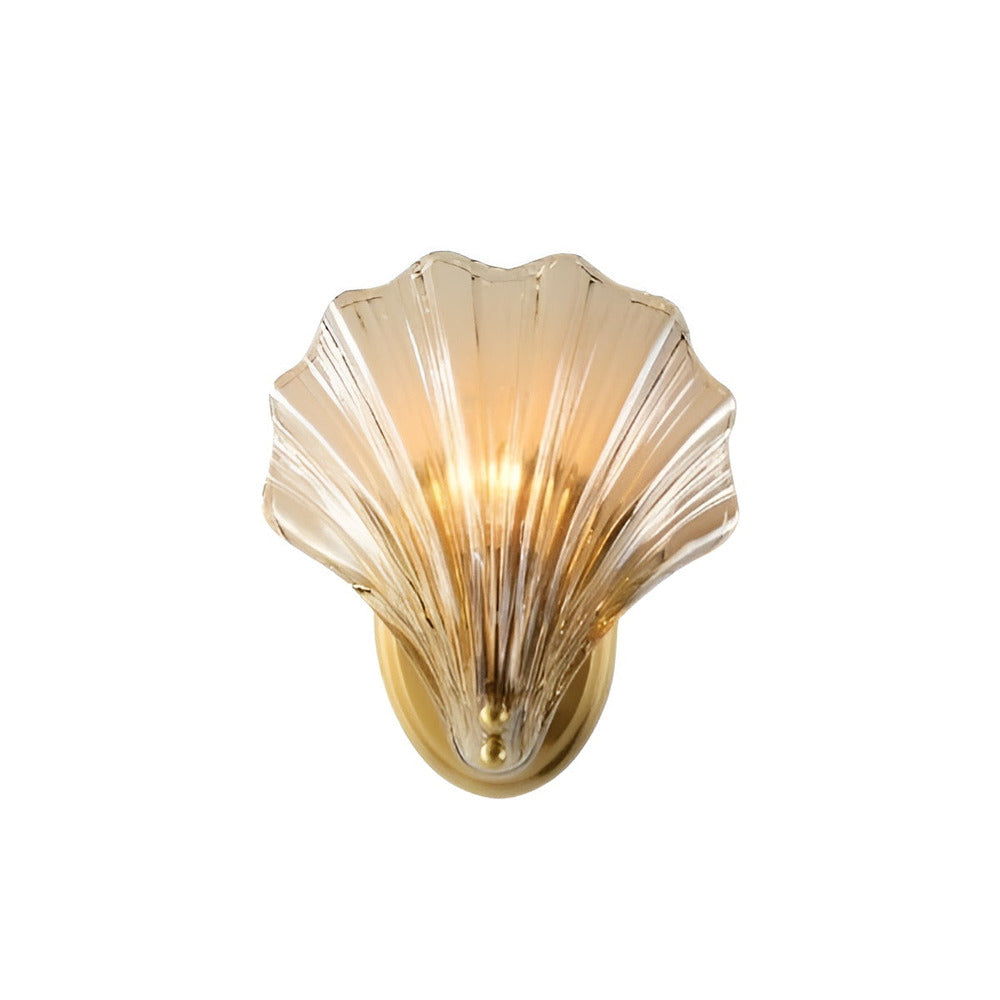 Wandlamp Schelp Glas Messing Goud E27 Ø20cm Slaapkamer Woonkamer Kust Wandverlichting Schelplamp Art Deco | Sansoti