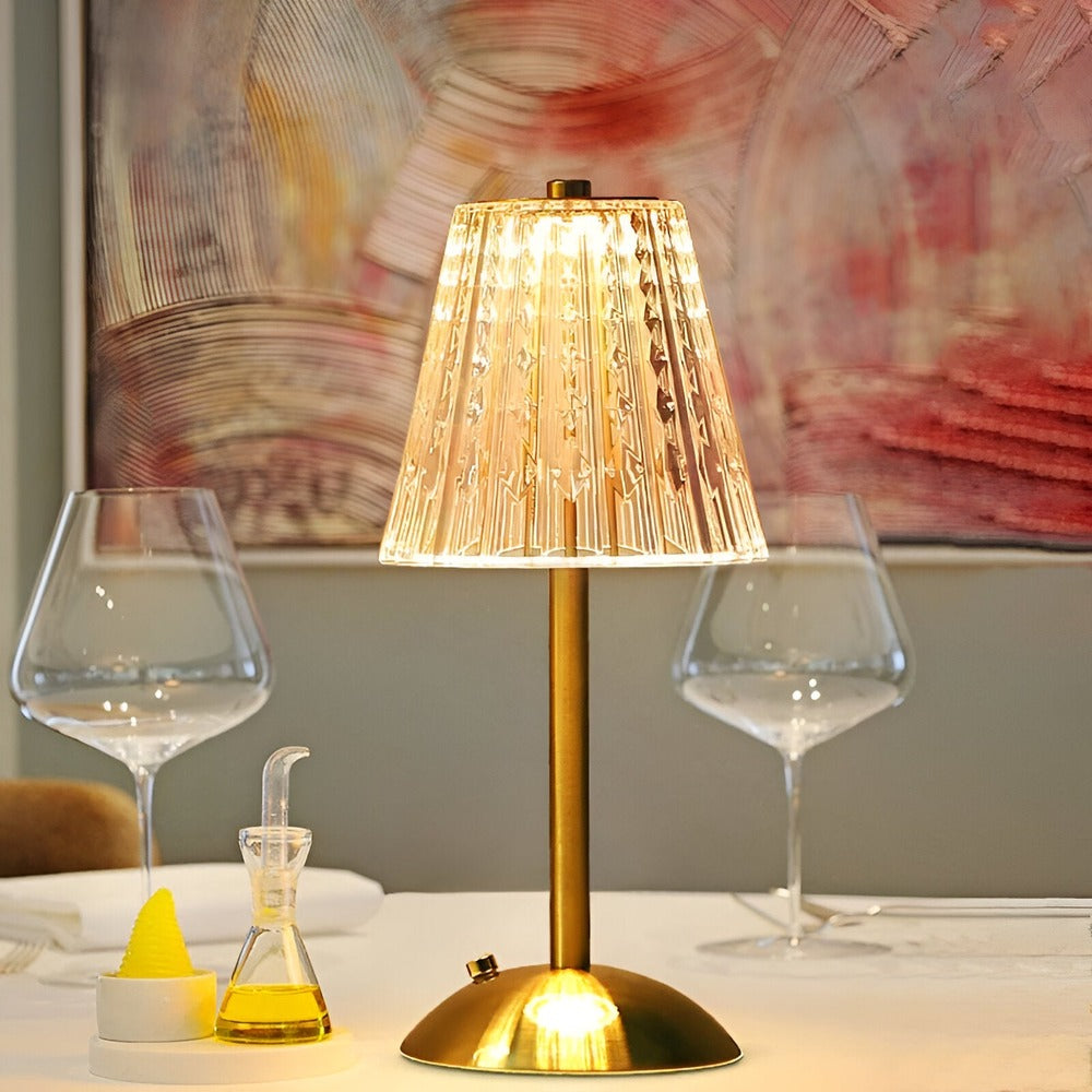 Draadloze Tafellamp Kristal Goud 30cm Dimbaar 3 Lichtstanden USB Oplaadbaar Nachtlamp Slaapkamer Woonkamer Sfeerverlichting Retro Bureaulamp | Sansoti