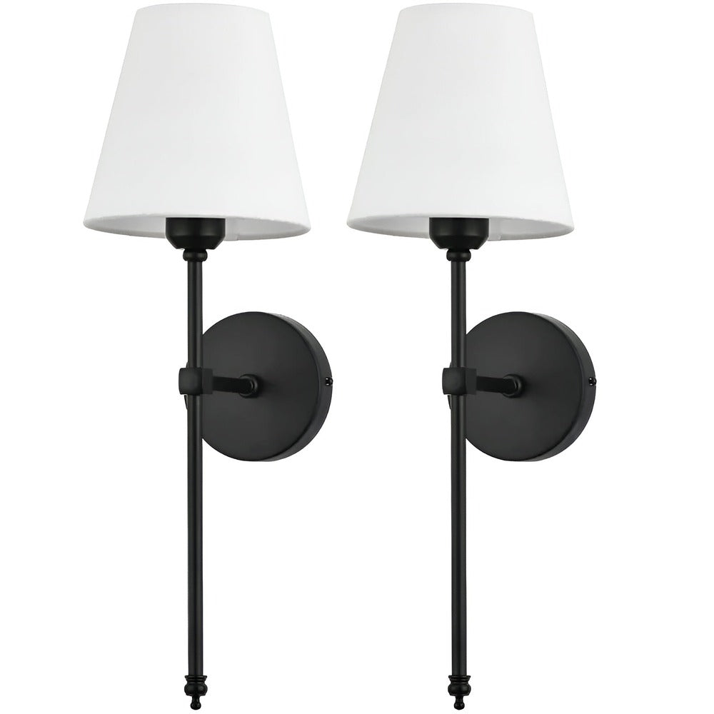 Wandleuchten 2er Set Metall Stoffschirm 51cm Schlafzimmer Flur Hotel Schick | Restfield