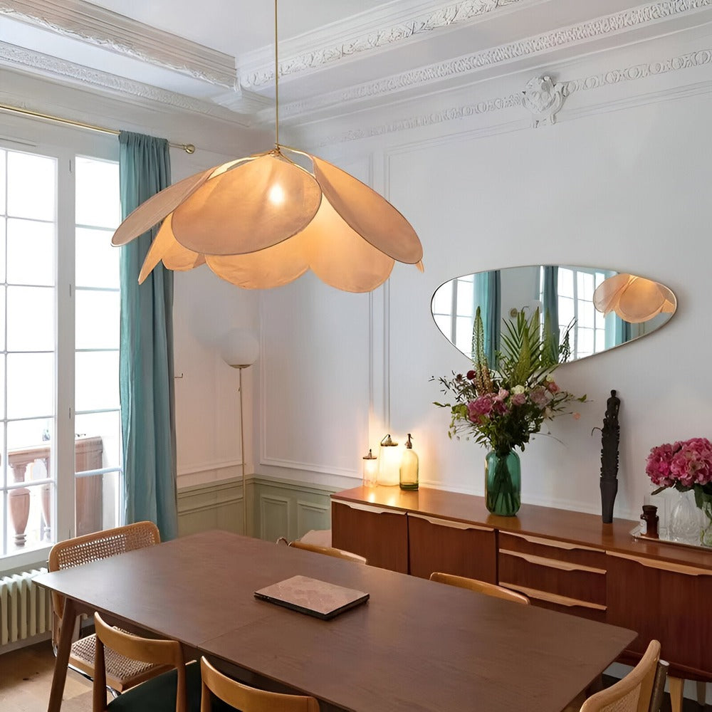 Hängelampe Blume Stoff Vintage E27 Warmweiß 50-80cm Wohnzimmer Schlafzimmer Esszimmer