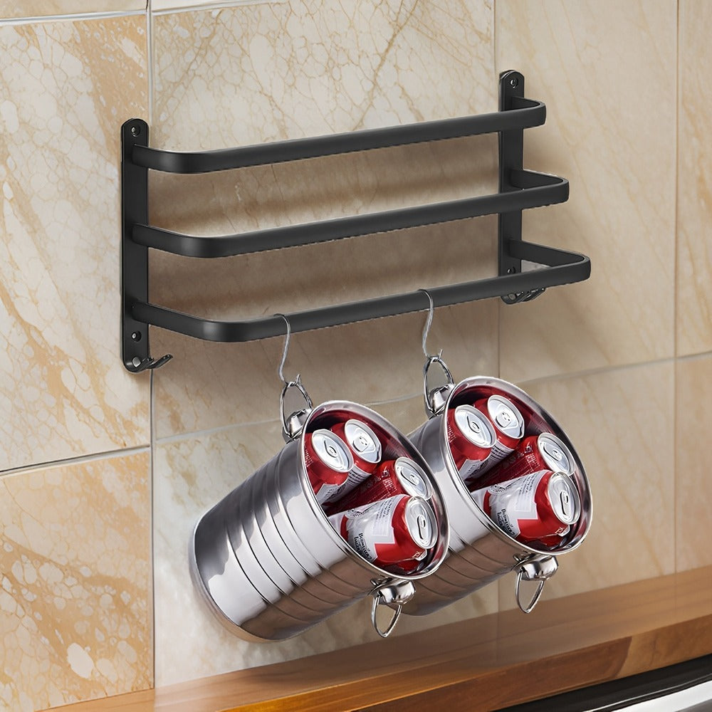 Handdoekrek Wandmontage Aluminium Zwart 40-60cm Badkamer Plank | Sansoti